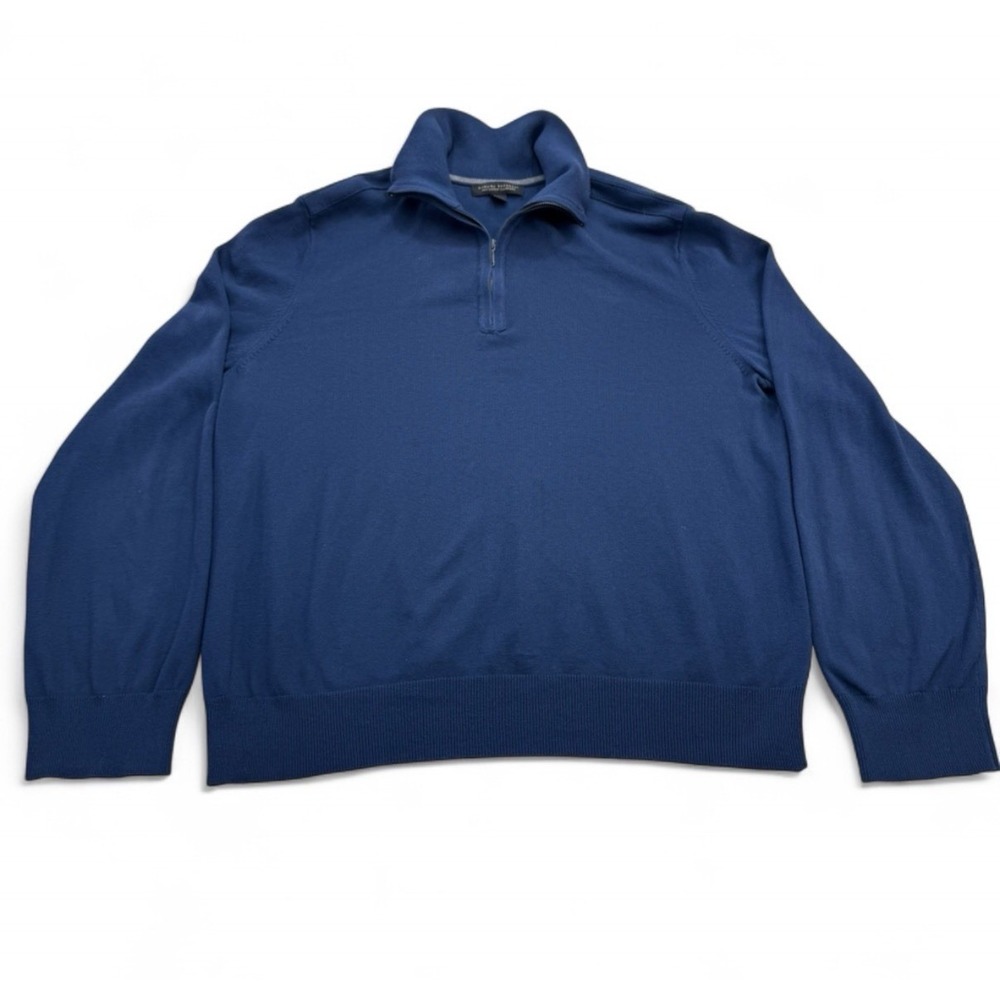 Banana Republic Silk Cashmere Cotton Blend Quarter Zip Blue Men's XL